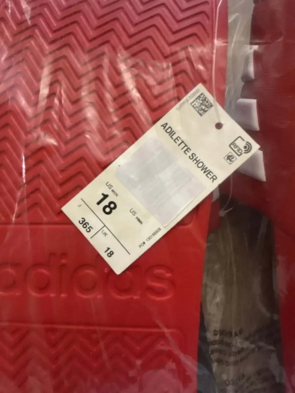 Adidas Adilette Shower Slides Men's Size 18 Vivid Red White Stripes Brand New